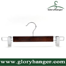 Brown Wooden Pant Hanger with Matel Hook/Clip